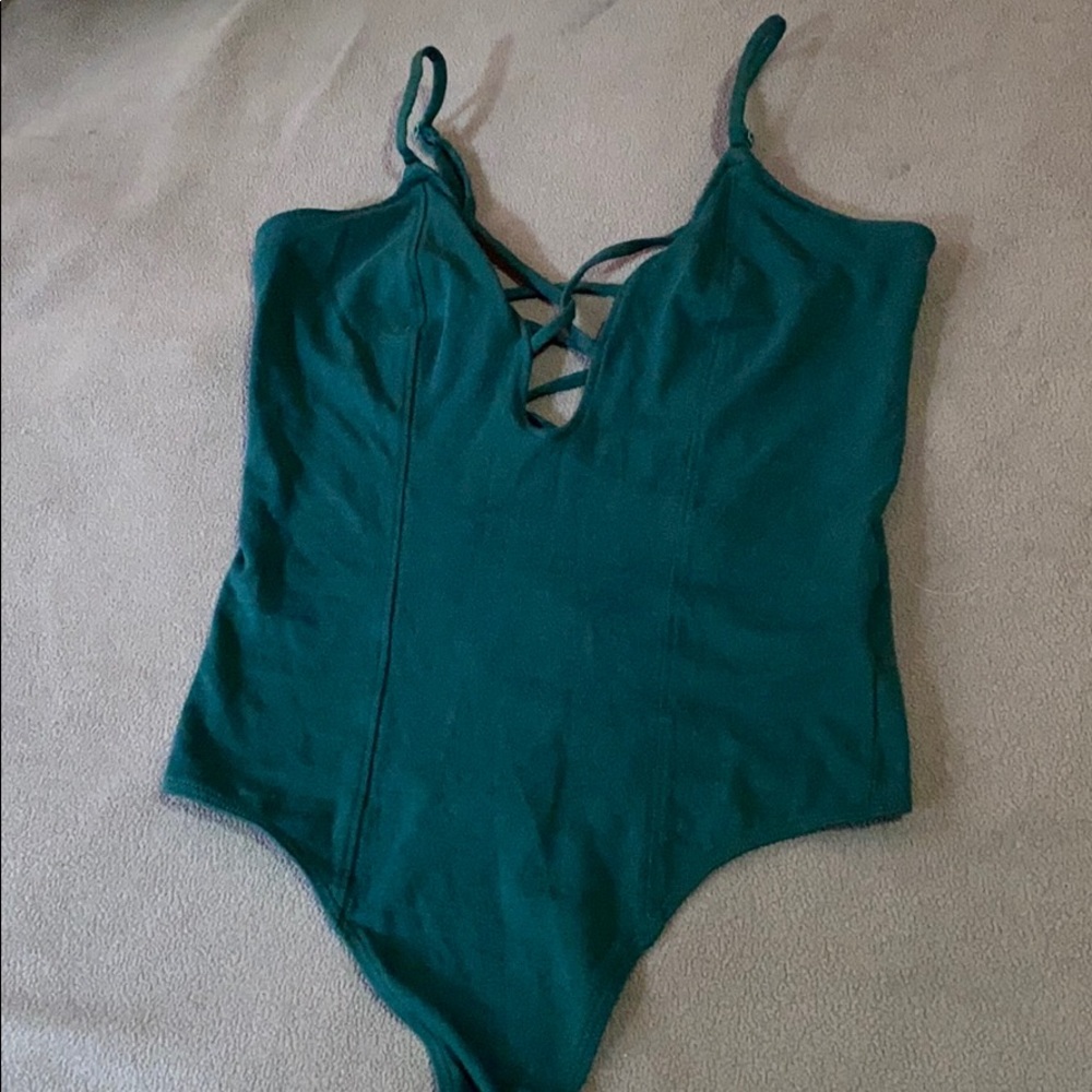 Teal colored bodysuit